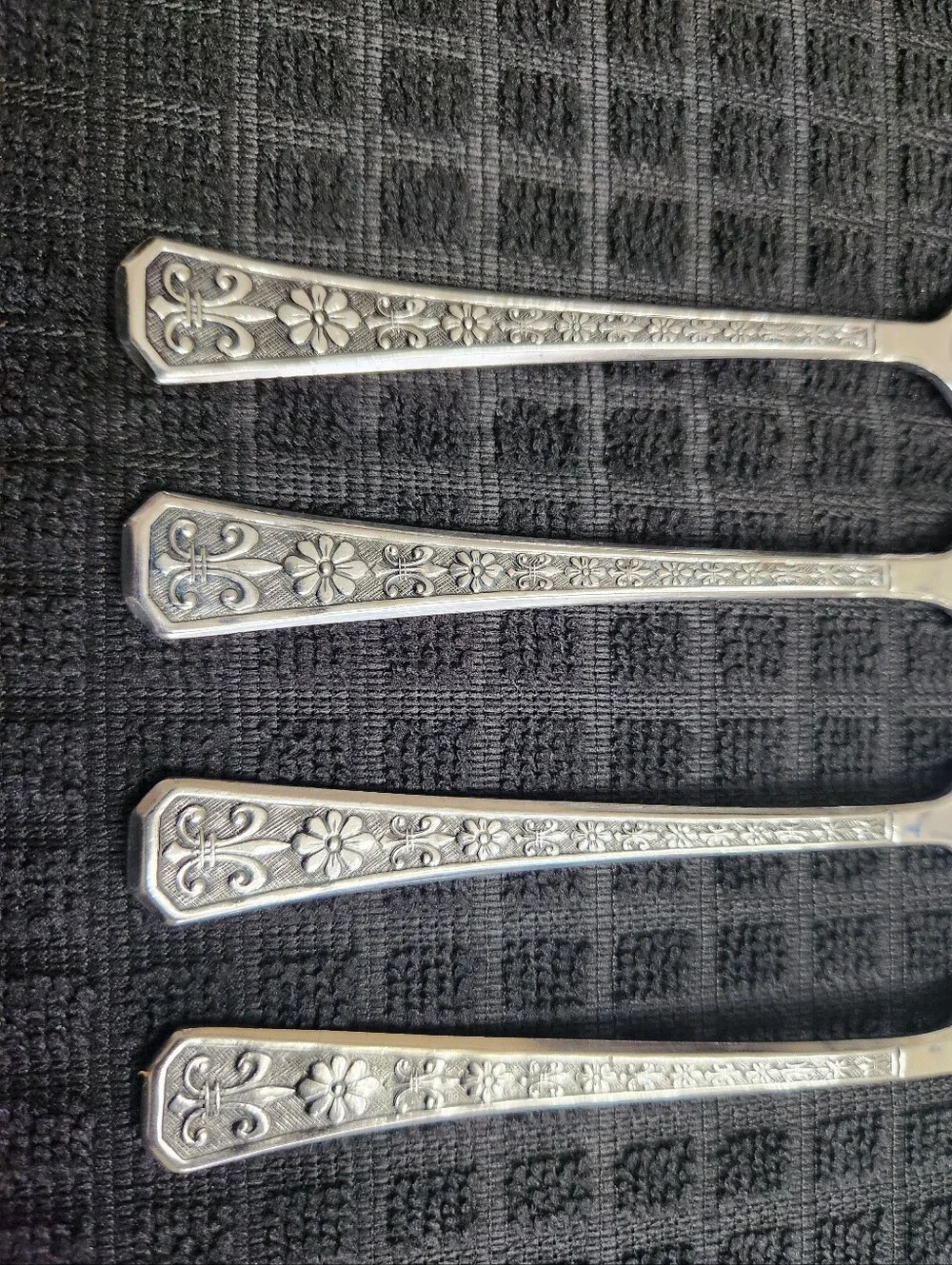 4 Japanese 1960s Flower Floral Interpur Florenz Stainless Steel Dinner Forks